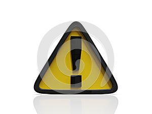 Yellow TriangleÂ Warning 3d Sign with Exclamation Mark